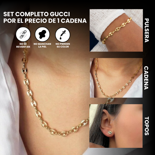 Set Gucci - Cadena, pulsera, topos